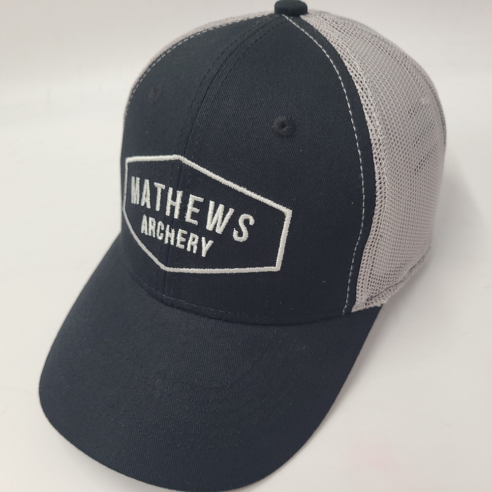 Mathews Archery Hat Snapback Trucker Mesh Black Gray Bowhunting Bow Hunt Outdoor